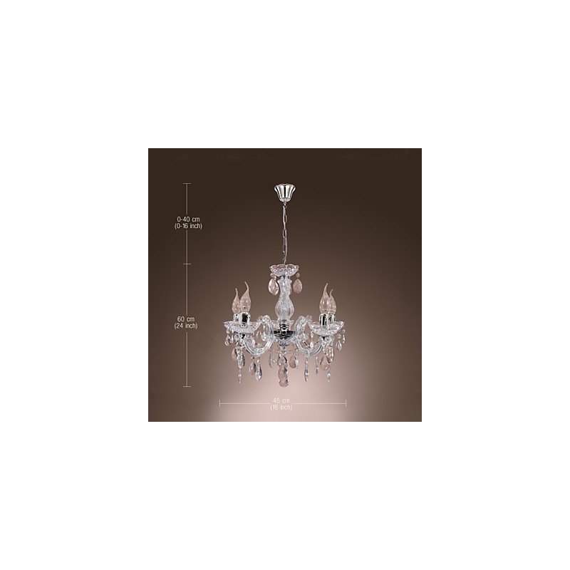 Lámpara de techo cromada Upligh, luz de vela, accesorio acrílico, lámpara colgante