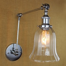 Lámpara de pared con brazo oscilante, luz ambiental de estilo mini con protección ocular, estilo galvanizado retro campestre