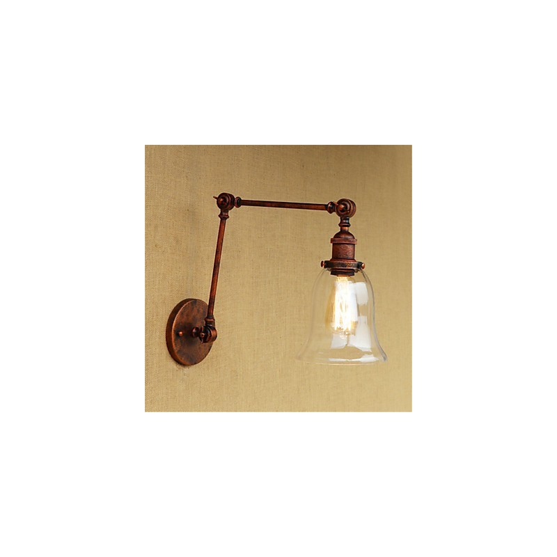 Lámpara de pared con brazo oscilante, luz ambiental de estilo mini con protección ocular, estilo galvanizado retro campestre
