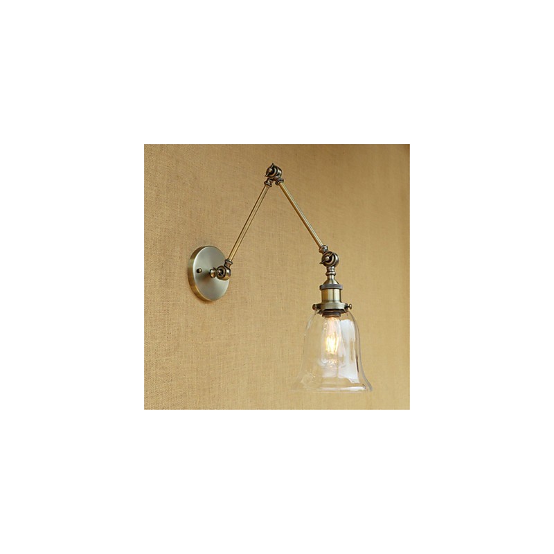 Lámpara de pared con brazo oscilante, luz ambiental de estilo mini con protección ocular, estilo galvanizado retro campestre