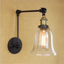 Lámpara de pared con brazo oscilante, luz ambiental de estilo mini con protección ocular, estilo galvanizado retro campestre