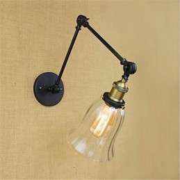 Lámpara de pared con brazo oscilante, luz ambiental de estilo mini con protección ocular, estilo galvanizado retro campestre