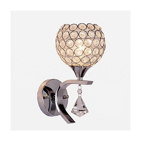 Aplique de pared con luz ambiental de cristal, moderno y contemporáneo, galvanizado, Max Crystal Aplique de pared con luz ambiental de cristal, moderno y contemporáneo, galvanizado, Max Crystal