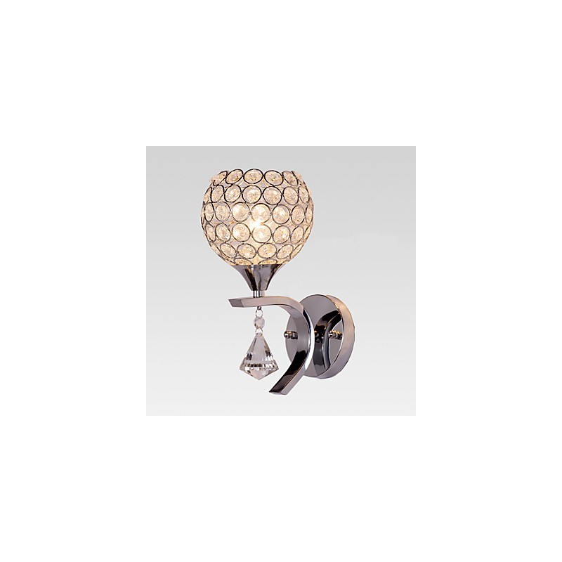 Aplique de pared con luz ambiental de cristal, moderno y contemporáneo, galvanizado, Max Crystal