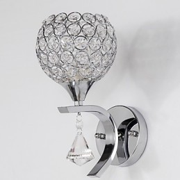 Aplique de pared con luz ambiental de cristal, moderno y contemporáneo, galvanizado, Max Crystal