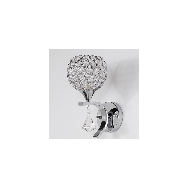 Aplique de pared con luz ambiental de cristal, moderno y contemporáneo, galvanizado, Max Crystal