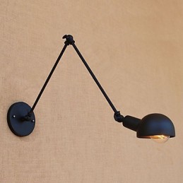 Aplique de pared con luz ambiental y protección ocular con brazo oscilante estilo mini, con pintura rústica vintage sencilla