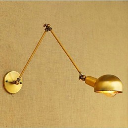 Aplique de pared con luz ambiental y protección ocular con brazo oscilante estilo mini, con pintura rústica vintage sencilla