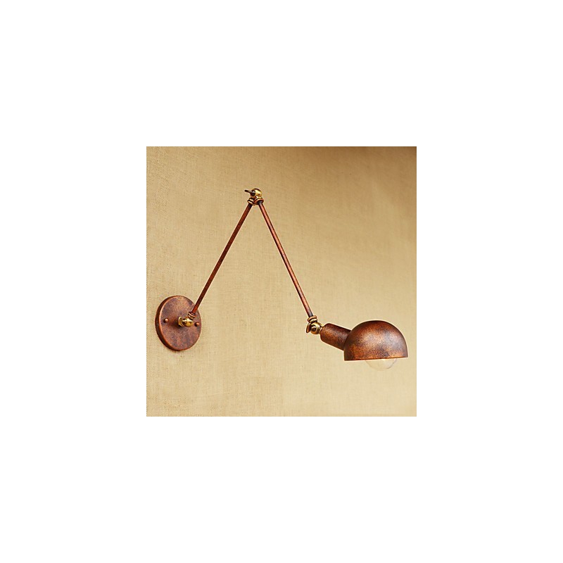 Aplique de pared con luz ambiental y protección ocular con brazo oscilante estilo mini, con pintura rústica vintage sencilla