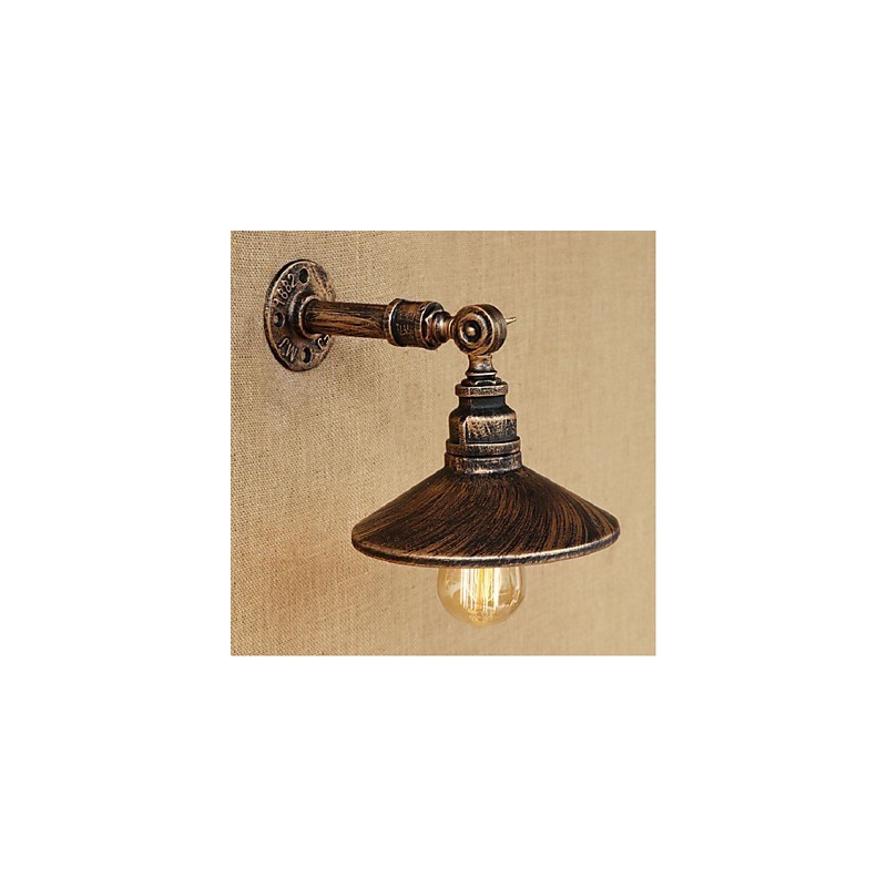 Lámpara de pared de tubería de agua nórdica de estilo industrial, luz de pared marrón antigua