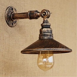 Lámpara de pared de tubería de agua nórdica de estilo industrial, luz de pared marrón antigua