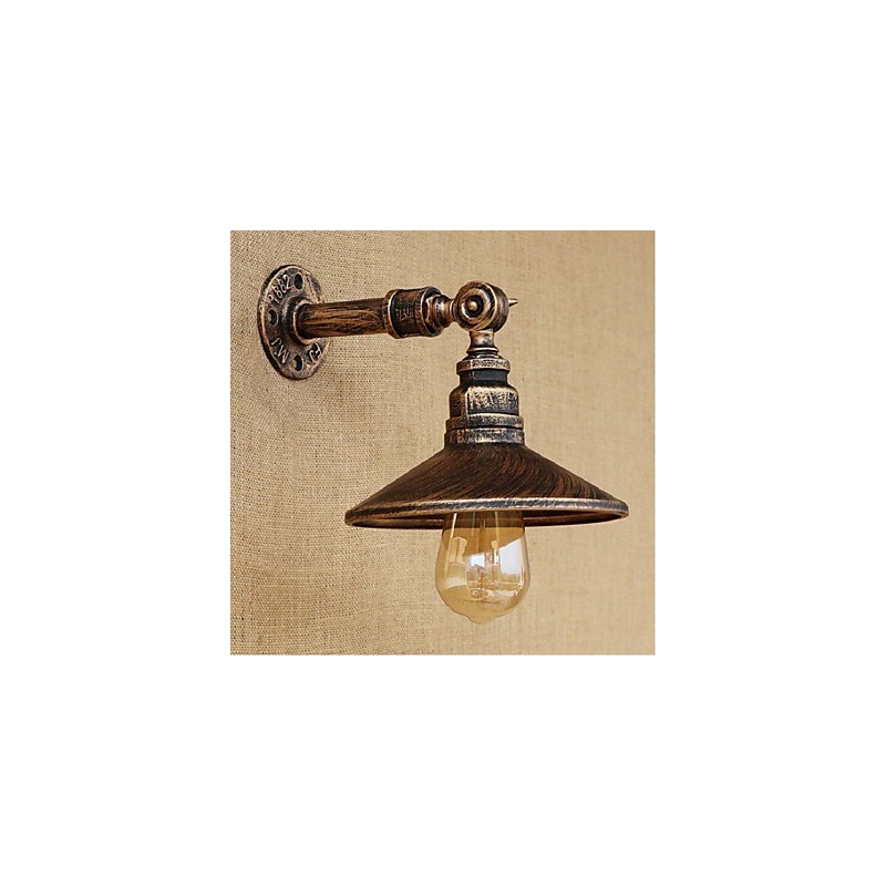 Lámpara de pared de tubería de agua nórdica de estilo industrial, luz de pared marrón antigua