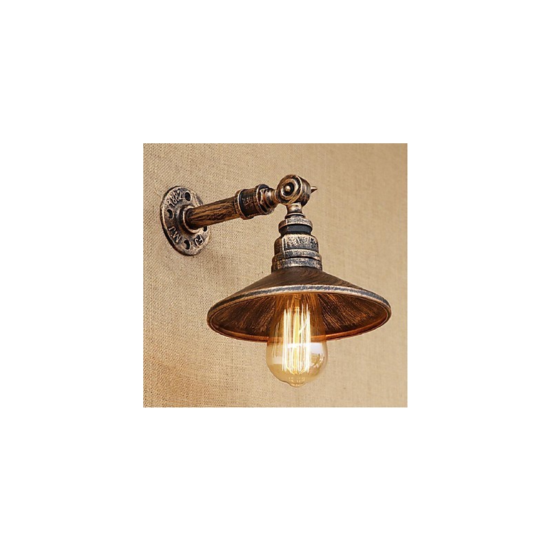 Lámpara de pared de tubería de agua nórdica de estilo industrial, luz de pared marrón antigua