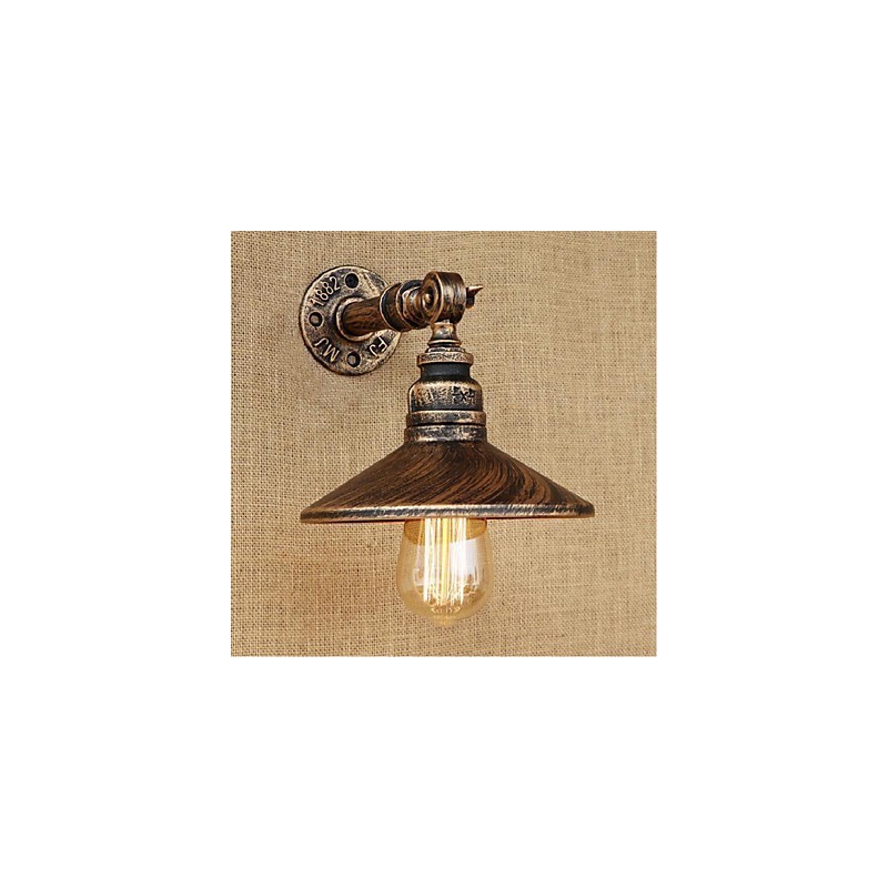 Lámpara de pared de tubería de agua nórdica de estilo industrial, luz de pared marrón antigua