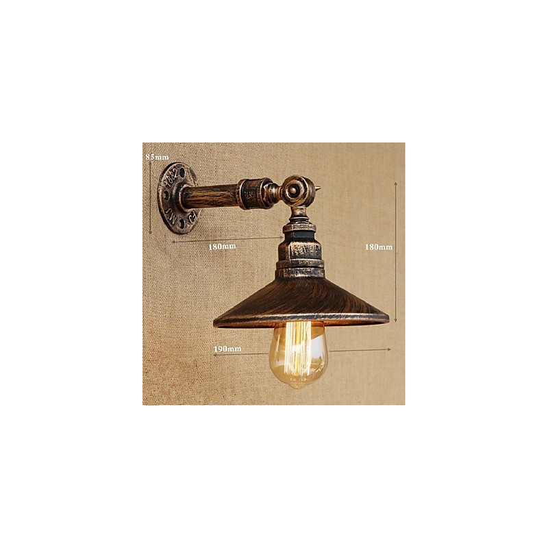 Lámpara de pared de tubería de agua nórdica de estilo industrial, luz de pared marrón antigua