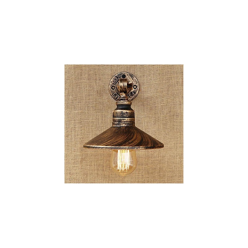 Lámpara de pared de tubería de agua nórdica de estilo industrial, luz de pared marrón antigua