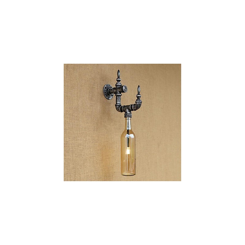 Aplique de pared rústico plateado con iluminación ambiental