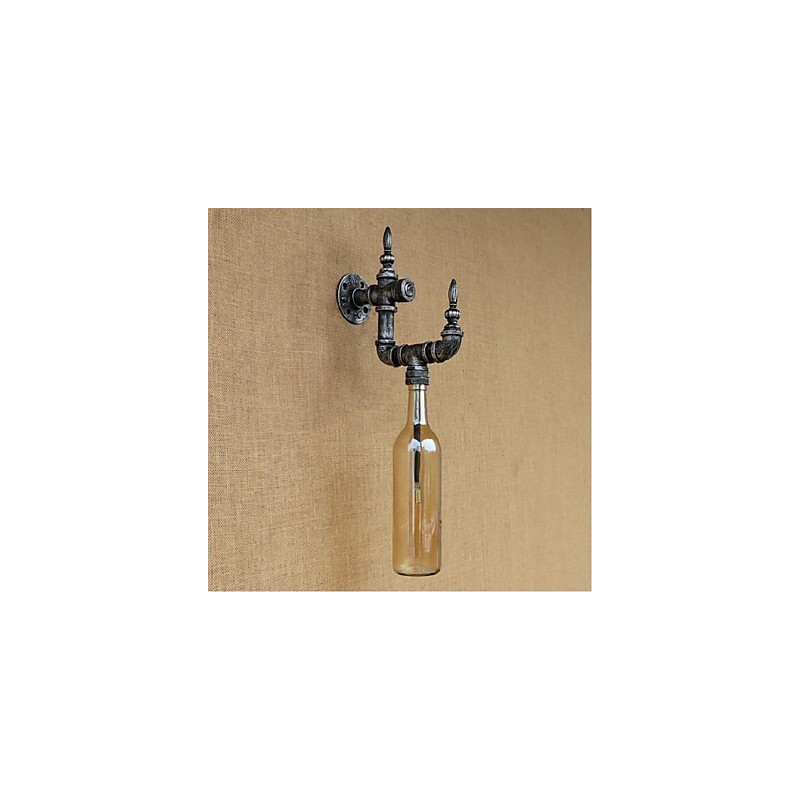 Aplique de pared rústico plateado con iluminación ambiental