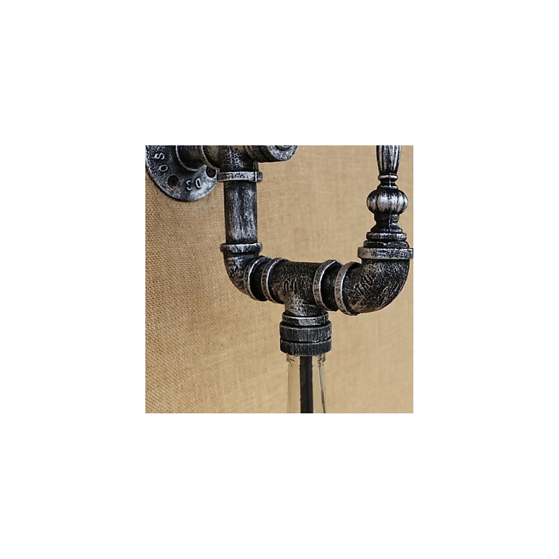 Aplique de pared rústico plateado con iluminación ambiental