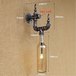 Aplique de pared rústico plateado con iluminación ambiental