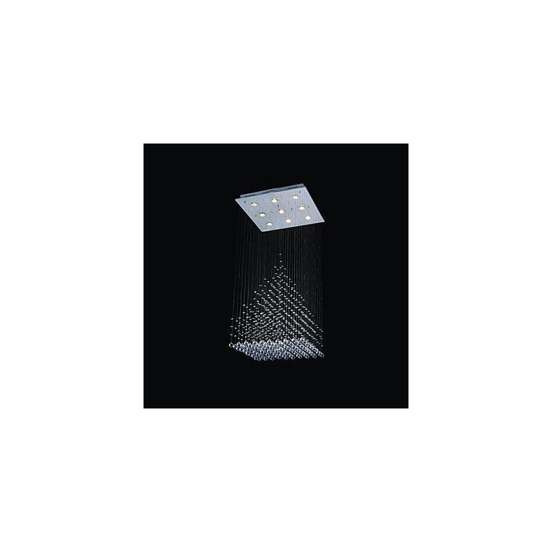 Lámpara de techo moderna contemporánea de metal cromado y cristal