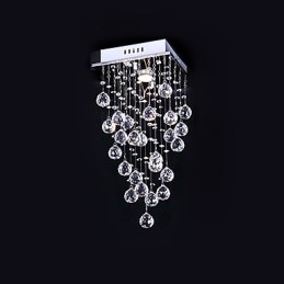 Lámpara de araña moderna contemporánea de metal galvanizado con cristal y montaje empotrado