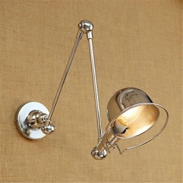 Lámpara empotrada moderna contemporánea de cromo estilo campestre con brazo oscilante y protección para los ojos. Lámpara empotrada con brazo oscilante para pared.