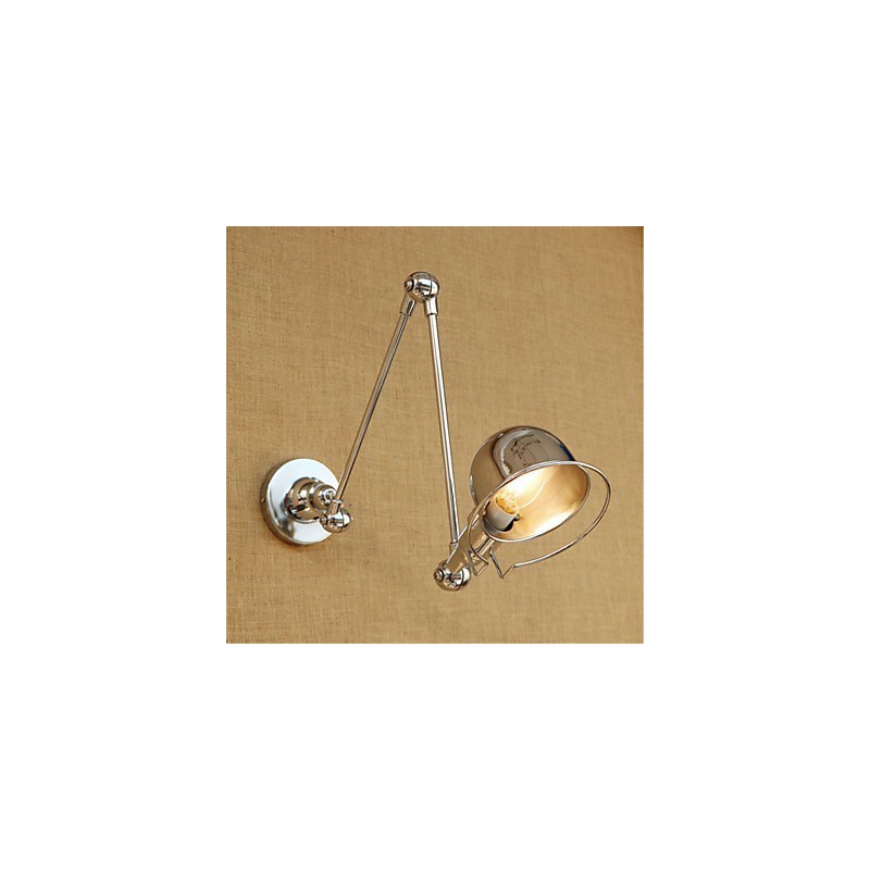 Lámpara empotrada moderna contemporánea de cromo estilo campestre con brazo oscilante y protección para los ojos. Lámpara empotrada con brazo oscilante para pared.
