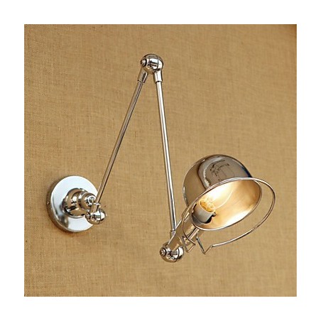 Lámpara empotrada moderna contemporánea de cromo estilo campestre con brazo oscilante y protección para los ojos. Lámpara empotrada con brazo oscilante para pared.