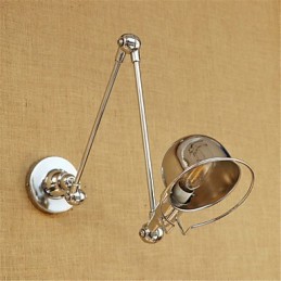 Lámpara empotrada moderna contemporánea de cromo estilo campestre con brazo oscilante y protección para los ojos. Lámpara empotrada con brazo oscilante para pared.