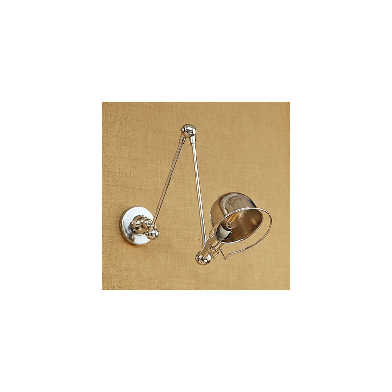 Lámpara empotrada moderna contemporánea de cromo estilo campestre con brazo oscilante y protección para los ojos. Lámpara empotrada con brazo oscilante para pared.
