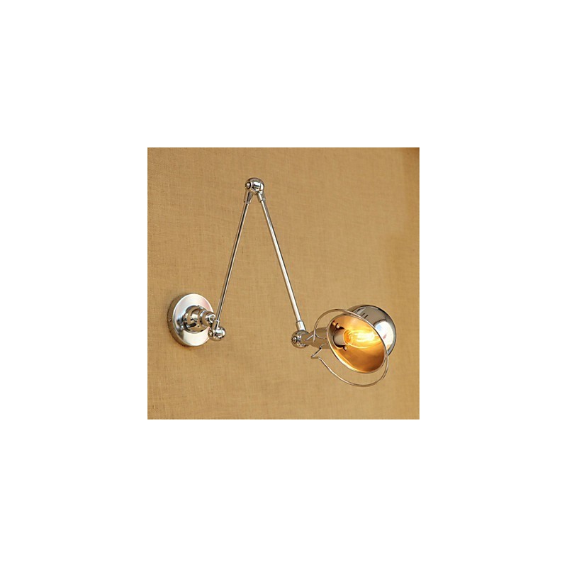 Lámpara empotrada moderna contemporánea de cromo estilo campestre con brazo oscilante y protección para los ojos. Lámpara empotrada con brazo oscilante para pared.