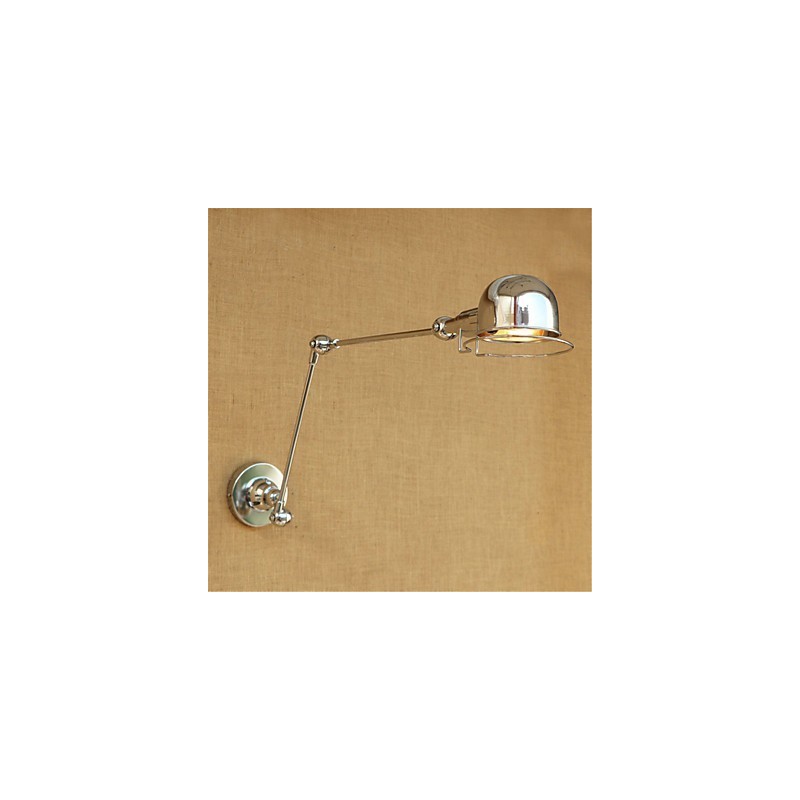 Lámpara empotrada moderna contemporánea de cromo estilo campestre con brazo oscilante y protección para los ojos. Lámpara empotrada con brazo oscilante para pared.