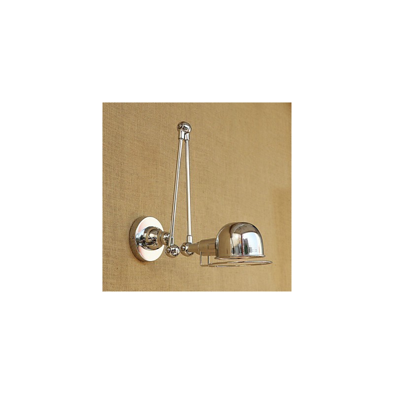 Lámpara empotrada moderna contemporánea de cromo estilo campestre con brazo oscilante y protección para los ojos. Lámpara empotrada con brazo oscilante para pared.