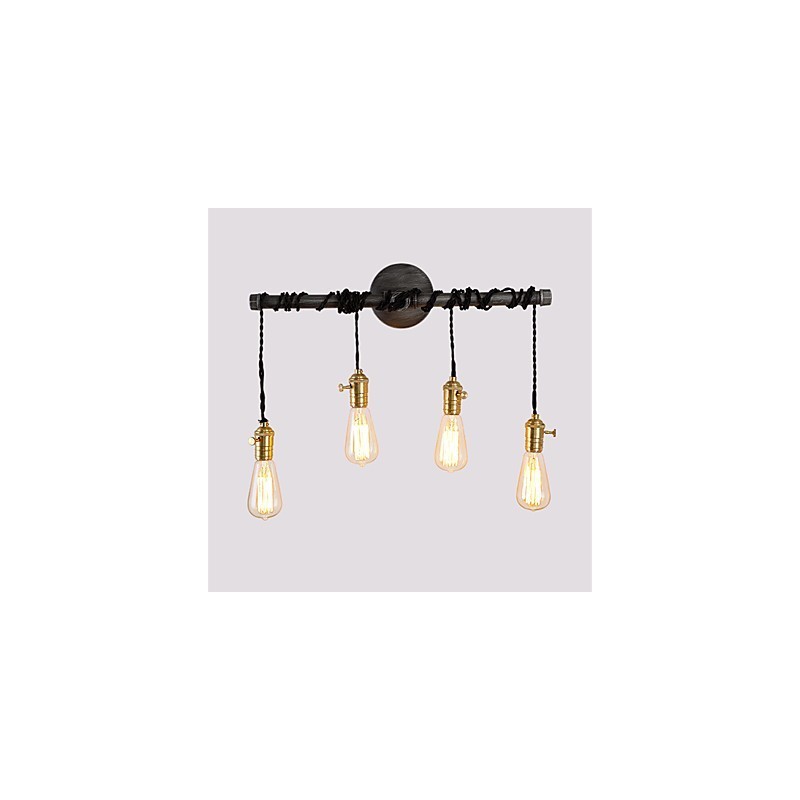 Lámparas de pared de tubo industriales vintage con interruptor, luces creativas para restaurante, cafetería, bar, decoración, iluminación con 4 luces, acabado pintado.