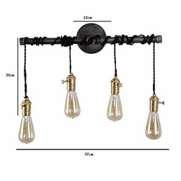 Lámparas de pared de tubo industriales vintage con interruptor, luces creativas para restaurante, cafetería, bar, decoración, iluminación con 4 luces, acabado pintado.