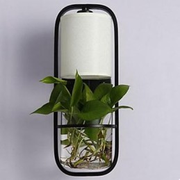 Lámpara de pared de cristal con maceta de hierro moderna y creativa