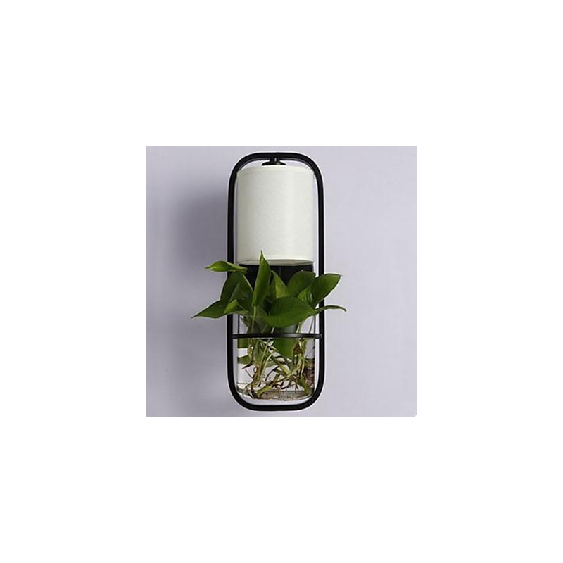 Lámpara de pared de cristal con maceta de hierro moderna y creativa