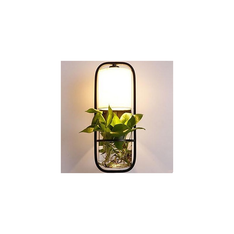 Lámpara de pared de cristal con maceta de hierro moderna y creativa