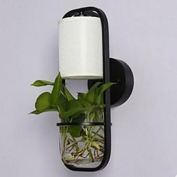 Lámpara de pared de cristal con maceta de hierro moderna y creativa
