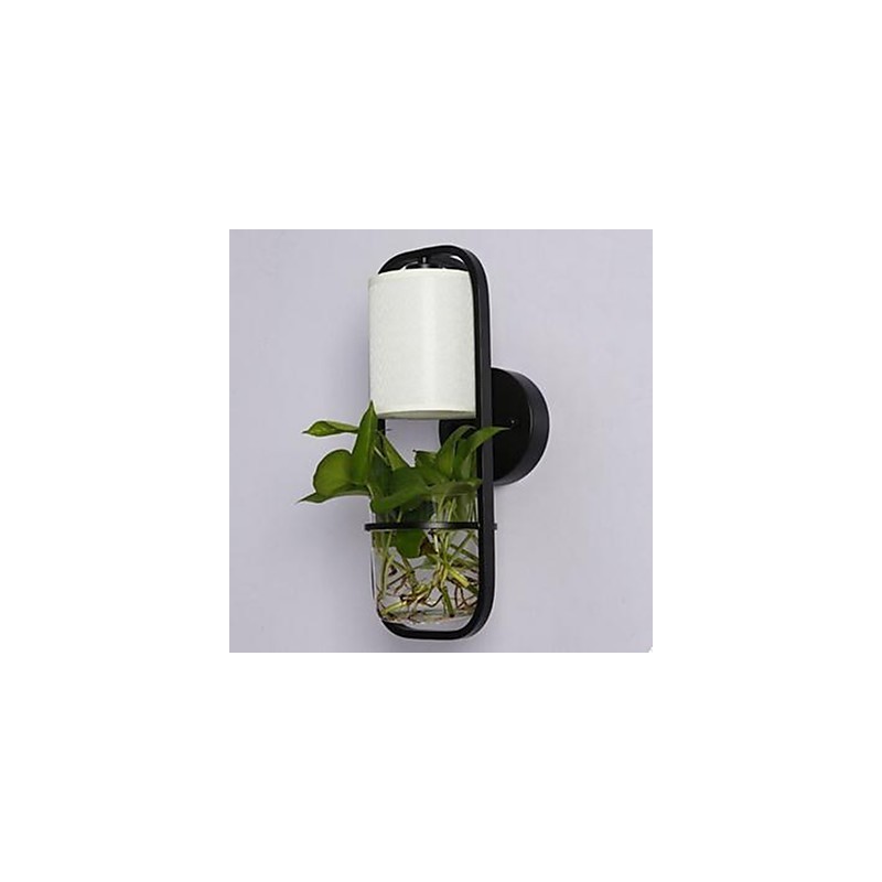 Lámpara de pared de cristal con maceta de hierro moderna y creativa