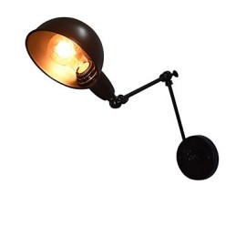 Lámpara de pared de hierro plegable negra, lámpara de pared retro simple, lámpara de pared decorativa de un solo cabezal, estilo europeo