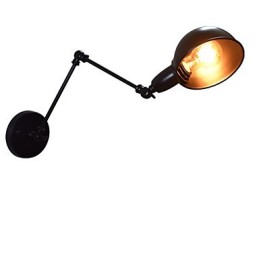 Lámpara de pared de hierro plegable negra, lámpara de pared retro simple, lámpara de pared decorativa de un solo cabezal, estilo europeo