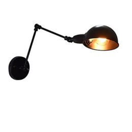 Lámpara de pared de hierro plegable negra, lámpara de pared retro simple, lámpara de pared decorativa de un solo cabezal, estilo europeo