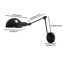 Lámpara de pared de hierro plegable negra, lámpara de pared retro simple, lámpara de pared decorativa de un solo cabezal, estilo europeo