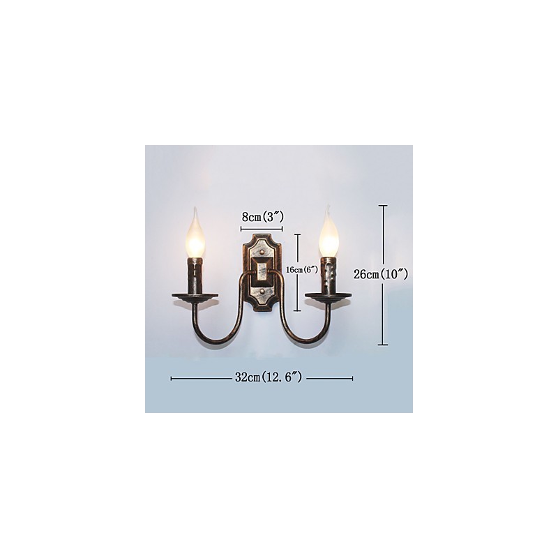 Lámpara de pared retro sencilla para pasillo, pasillo, lámpara de doble cabezal para dormitorio, sala de estar, iluminación de pared