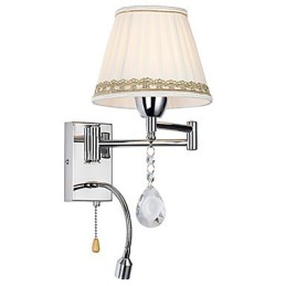 Lámpara de pared con brazo oscilante de cristal, moderna, contemporánea, rústica, estilo campestre, cromada