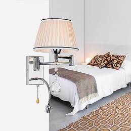 Lámpara de pared moderna contemporánea rústica estilo cabaña moderna contemporánea estilo campestre cromado con brazo oscilante de cristal