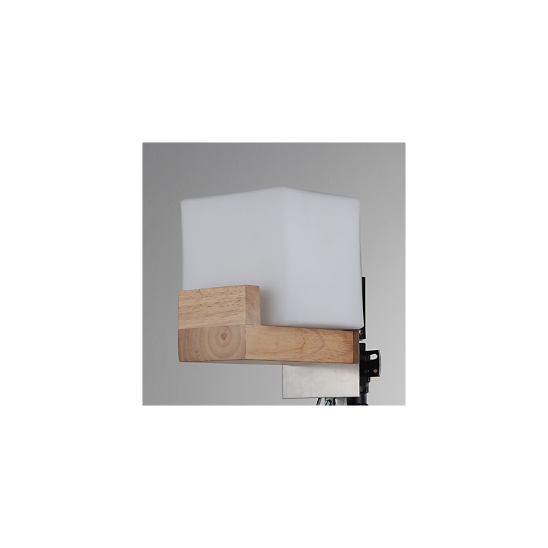 Lámpara de pared sencilla, lámpara de noche, lámpara de escritorio con pantalla de vidrio y madera maciza para dormitorio, tocador, sala de estar, habitación de bebé, dormitorio universitario, mesa de centro, librería