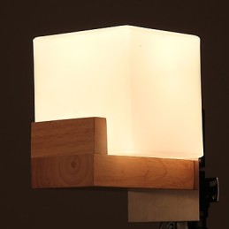 Lámpara de pared sencilla, lámpara de noche, lámpara de escritorio con pantalla de vidrio y madera maciza para dormitorio, tocador, sala de estar, habitación de bebé, dormitorio universitario, mesa de centro, librería